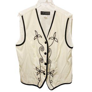 Vintage Lauren Alexandra white embroidered vest sz 14
